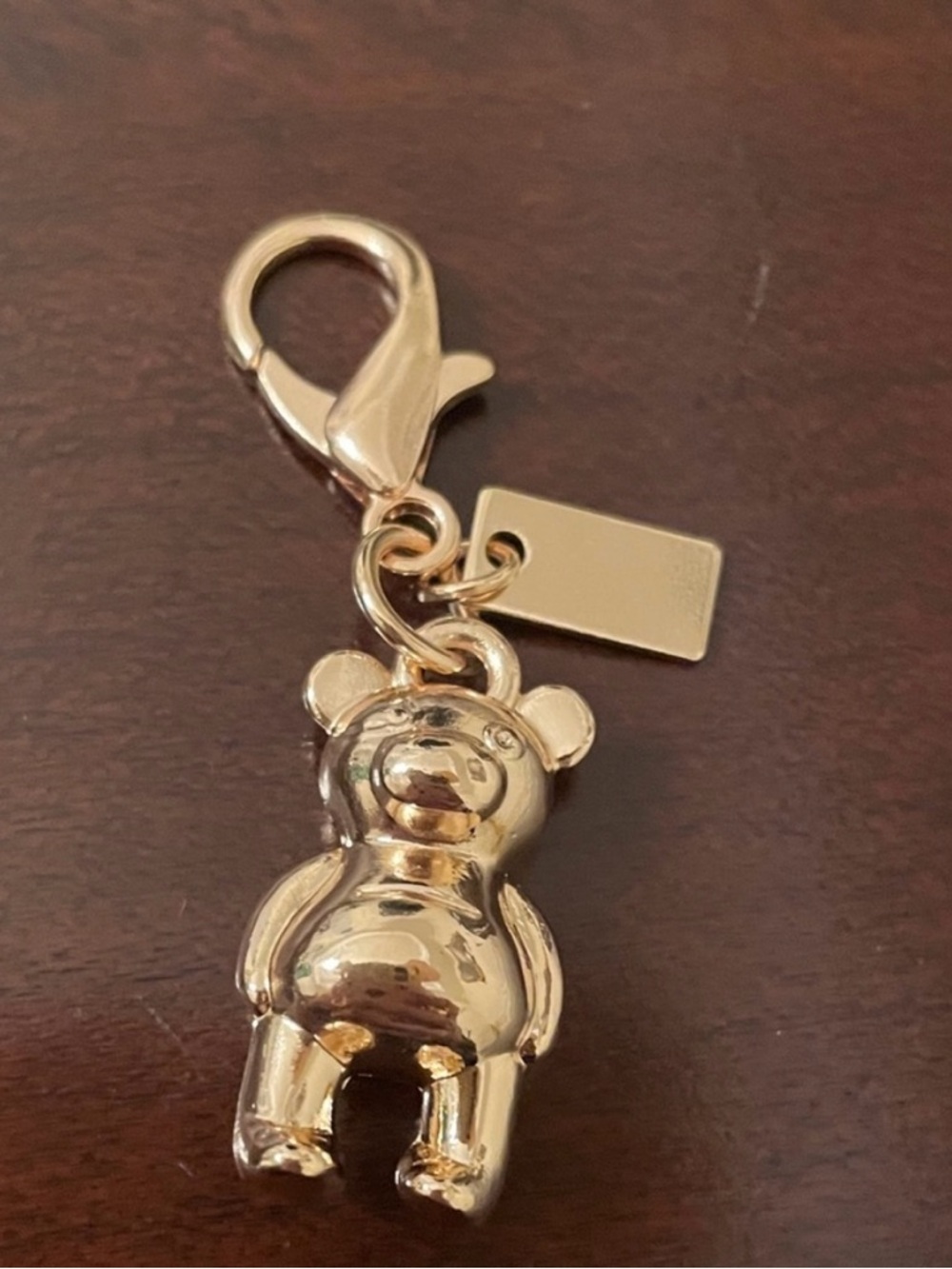 Coach Gold Teddy Bear Charm Keychain
